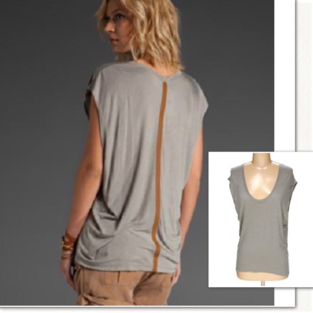 Maggie Ward Slouchy Tee with back Leather strip